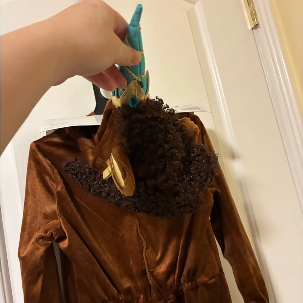 NWT Afro Brown Unicorn Costume with Gold and Blue Accents Halloween